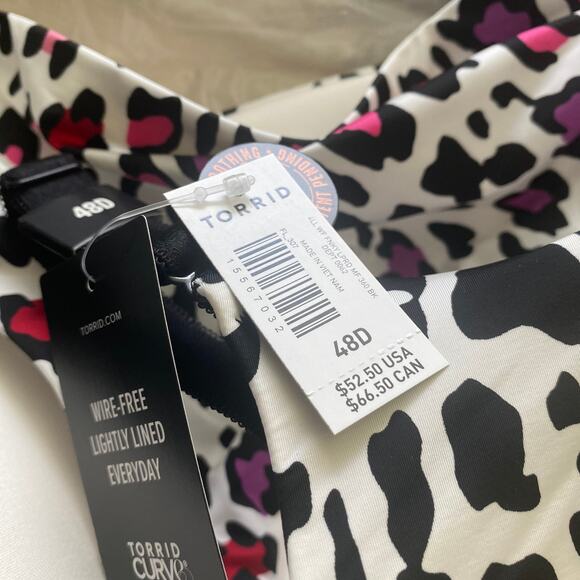 Torrid NWT Lightly Lined Everyday Wire-Free Bra Leopard 360° Back Smoothing 48D - Picture 7 of 9